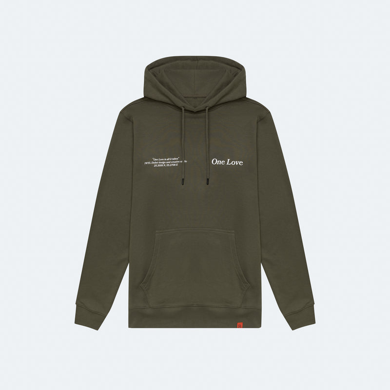 WM One Love Hoodie in Olive Green