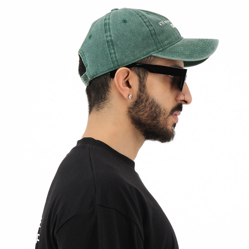 Acid Wash Dad Cap in Olive Green