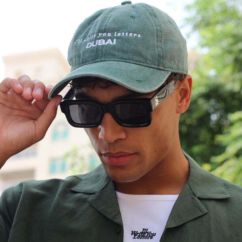 Acid Wash Dad Cap in Olive Green